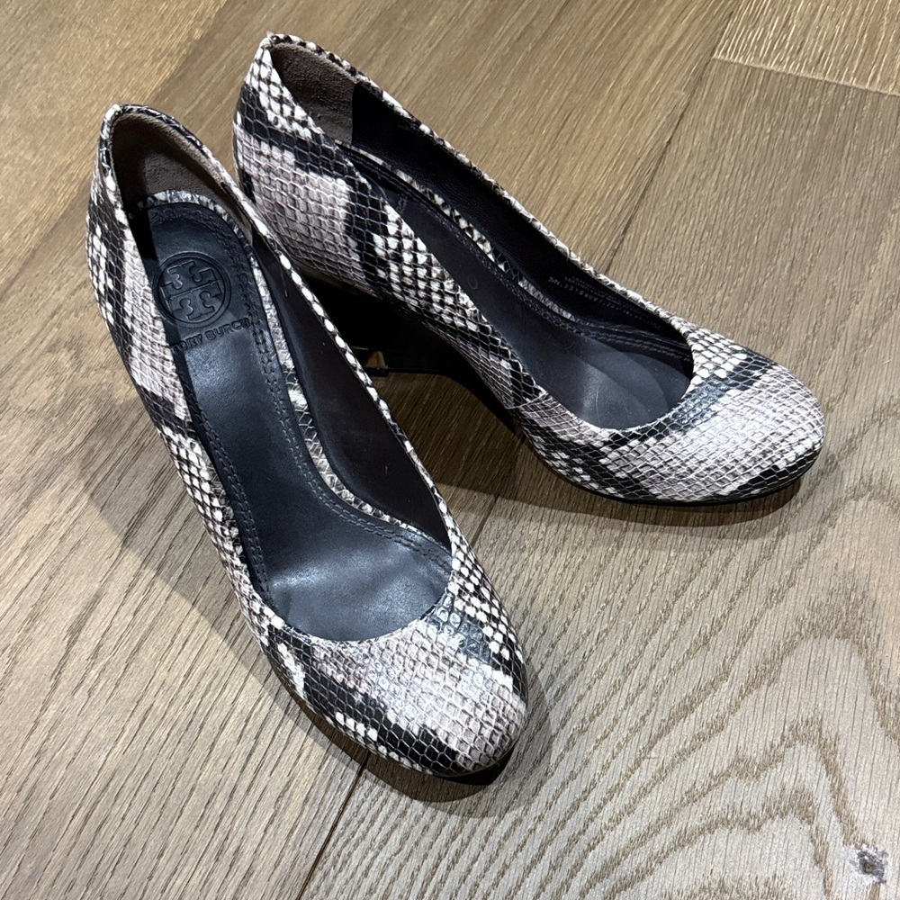 Tory Burch Astoria Snakeskin Wedge Pumps